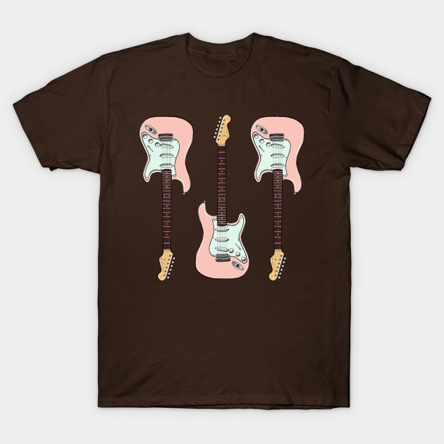 Triple Shell Pink Stratocaster T-Shirt by saintchristopher